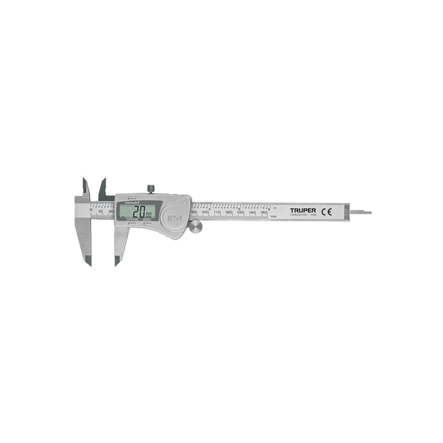 CALDI-6MP Calibrador vernier digital 6", acero inox, std y mm, TRUPER