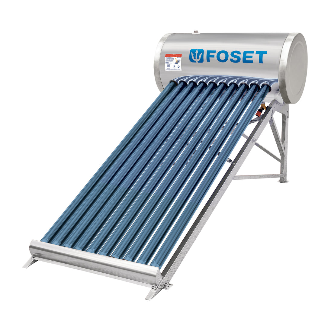 CALE-10S Calentador solar de agua 10 tubos, 120L, 3 personas, FOSET