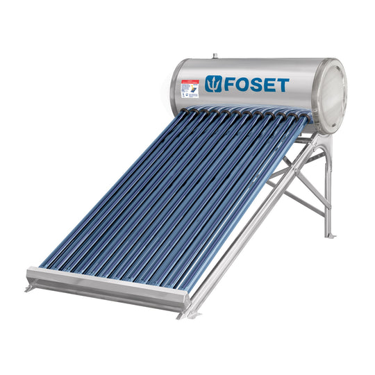 CALE-12S Calentador solar de agua, 12 tubos, 150L, 4 personas, FOSET