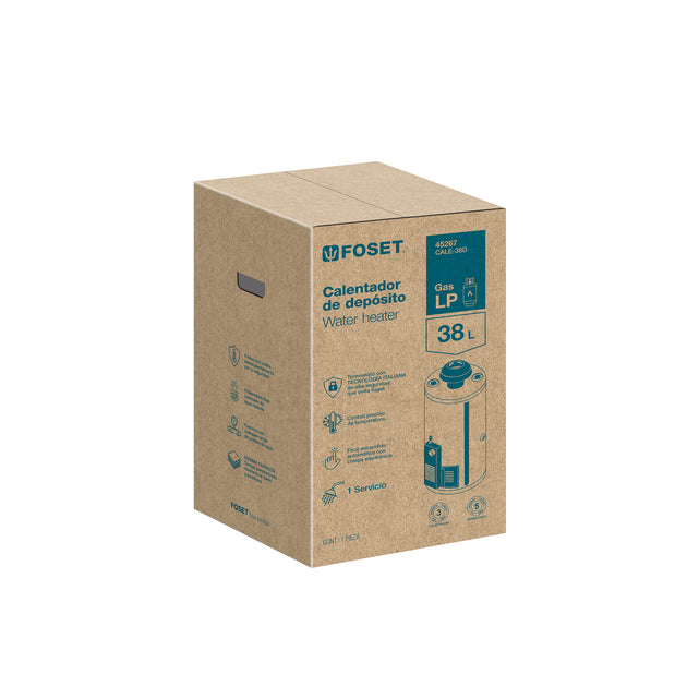 CALE-38D Calentador de depósito, 38L, 1 servicio, gas LP, FOSET