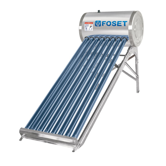 CALE-8S Calentador solar de agua, 8 tubos, 94L, 2 personas, FOSET
