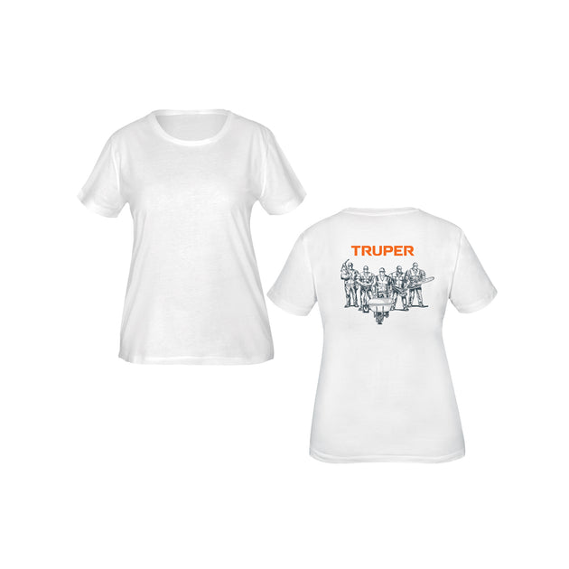 CAM-BLA-26D Playera cuello redondo para mujer, blanca, CH, Truper