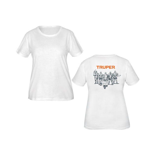 CAM-BLA-28D Playera cuello redondo para mujer, blanca, M, Truper
