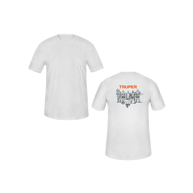CAM-BLA-36 Playera cuello redondo para hombre, blanca, CH, Truper