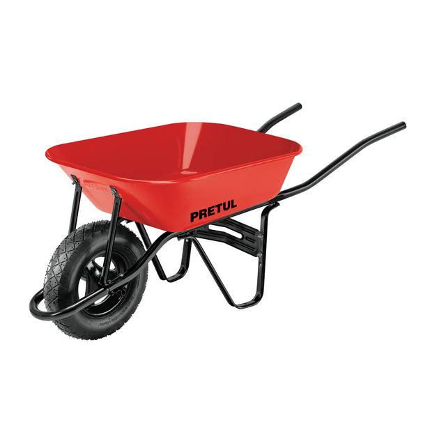 CAP-35NB Carretilla 3.5 ft3 roja, angosta ,neumática, tubular, PRETUL