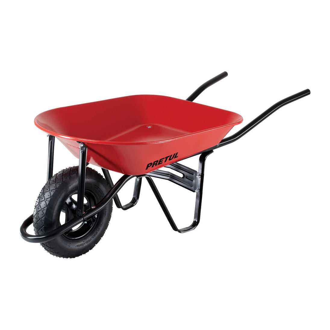 CAP-40NB Carretilla 4 ft3 roja, neumática, bastidor tubular, PRETUL