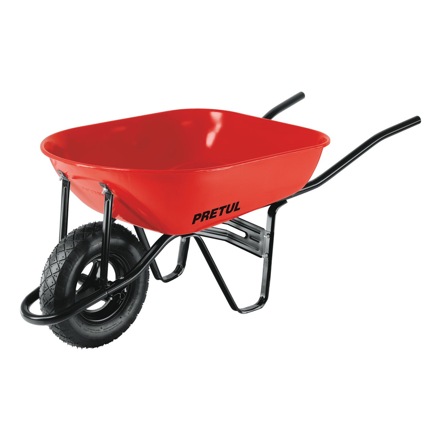 CAP-50NB Carretilla 5.5 ft3 roja, neumática, bastidor tubular, PRETUL