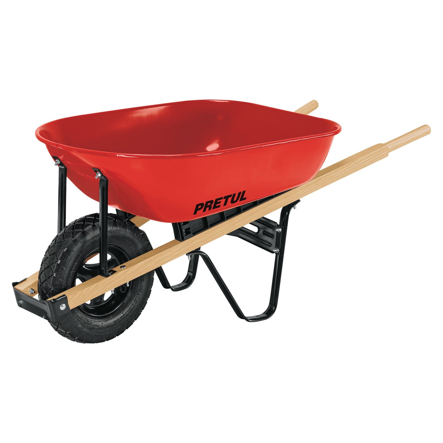 CAP-5WNDR Carretilla 5.5ft3 roja, neumática, bastidores madera, PRETUL
