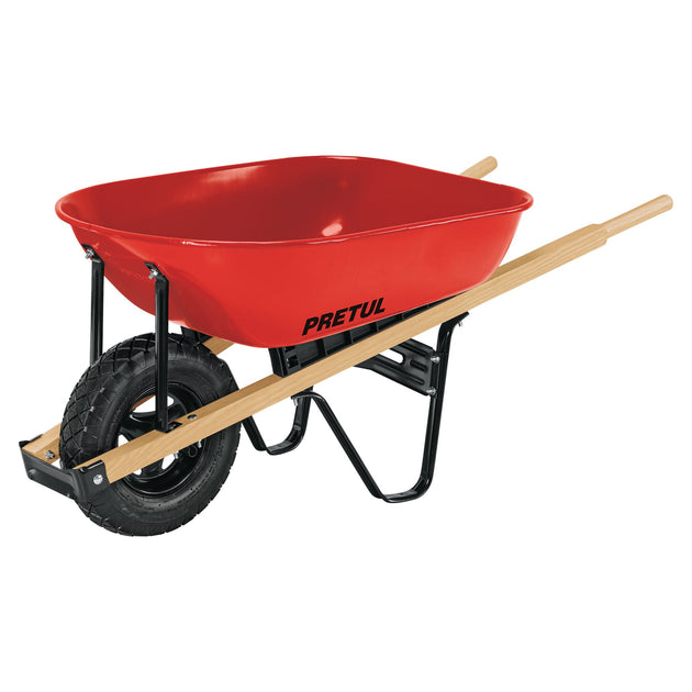 CAP-5WNDR Carretilla 5.5ft3 roja, neumática, bastidores madera, PRETUL
