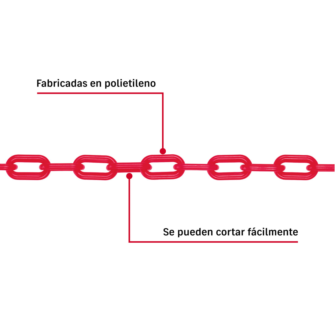 Cadena Plástica Delimitación Roja 5mm Fiero CAPL-5RB | Intemperie