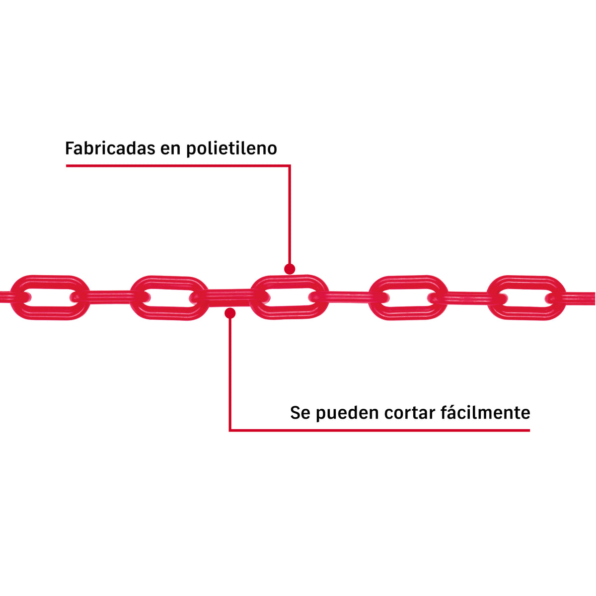 Cadena Plástica Delimitación Roja 5mm Fiero CAPL-5RB | Intemperie