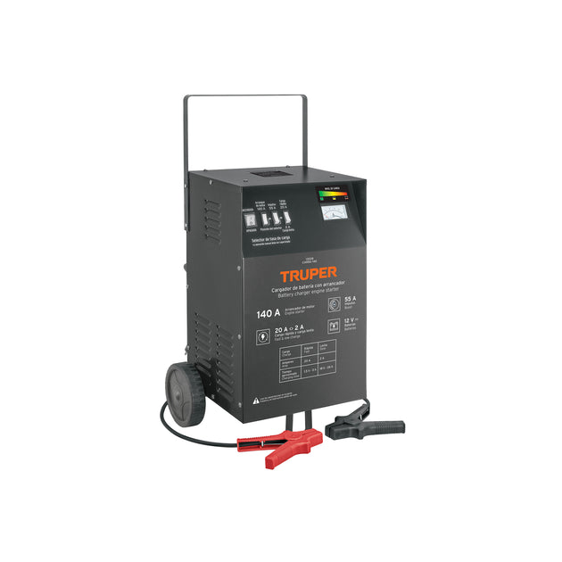 CARBA-140 Cargador de baterías 55 A, arrancador de 140A, 12V, TRUPER