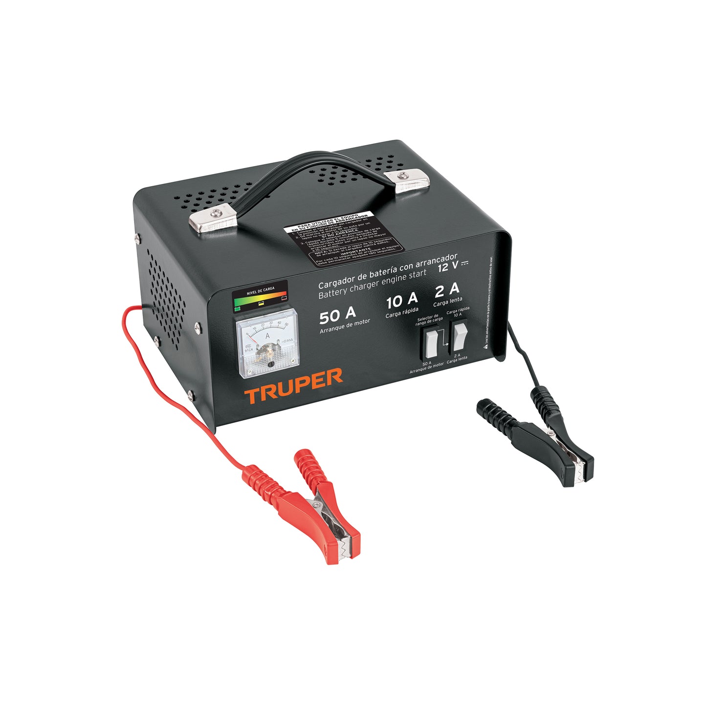 CARBA-50 Cargador de baterías 10 A, arrancador de 50A, 12V, TRUPER