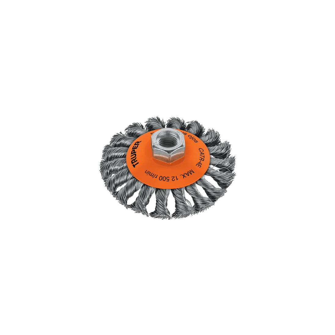 CATR-4E Carda tipo cónico 4" alambre trenzado, eje 5/8"-11, Truper