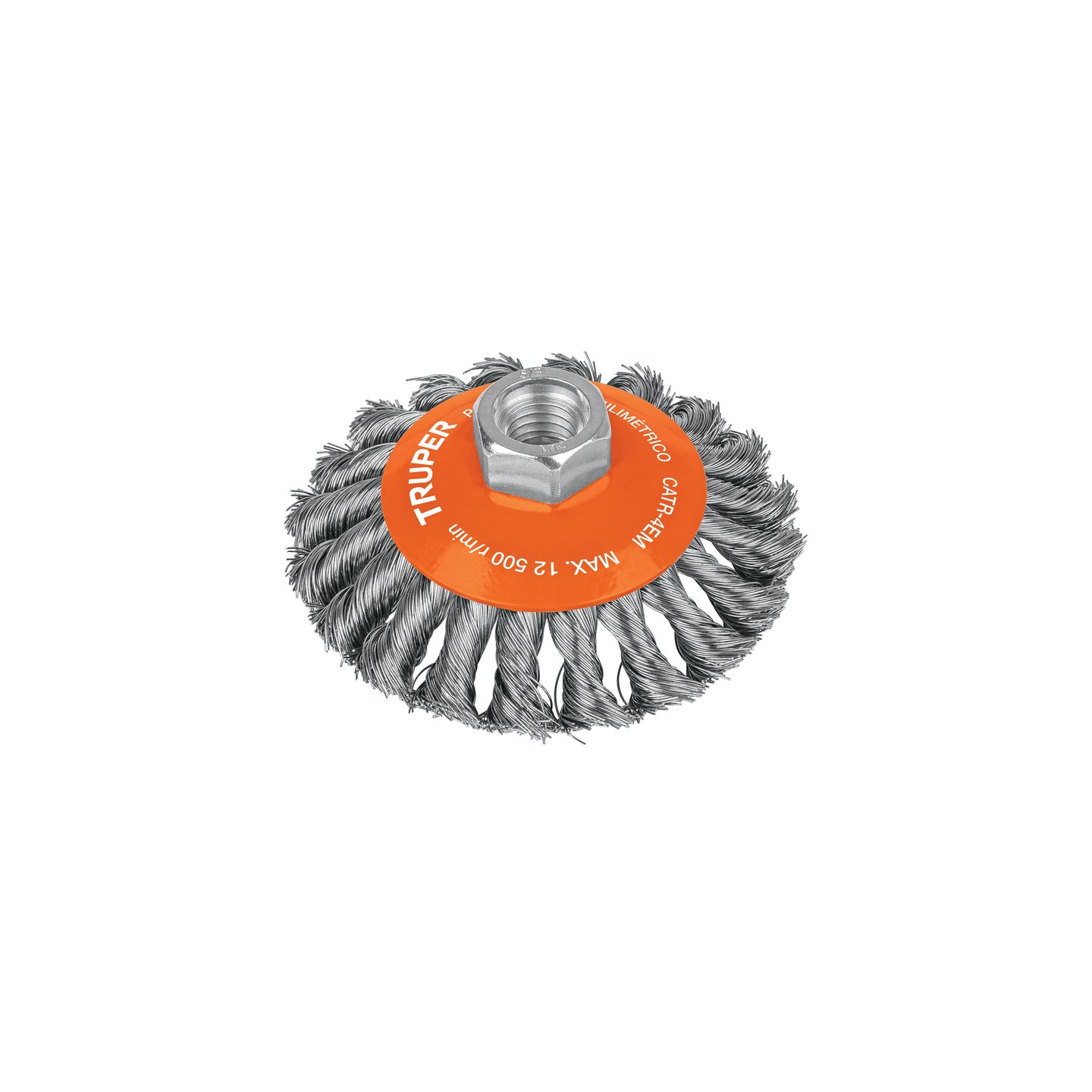 CATR-4EMR Carda tipo cónico 4" alambre trenzado, multi-rosca, TRUPER