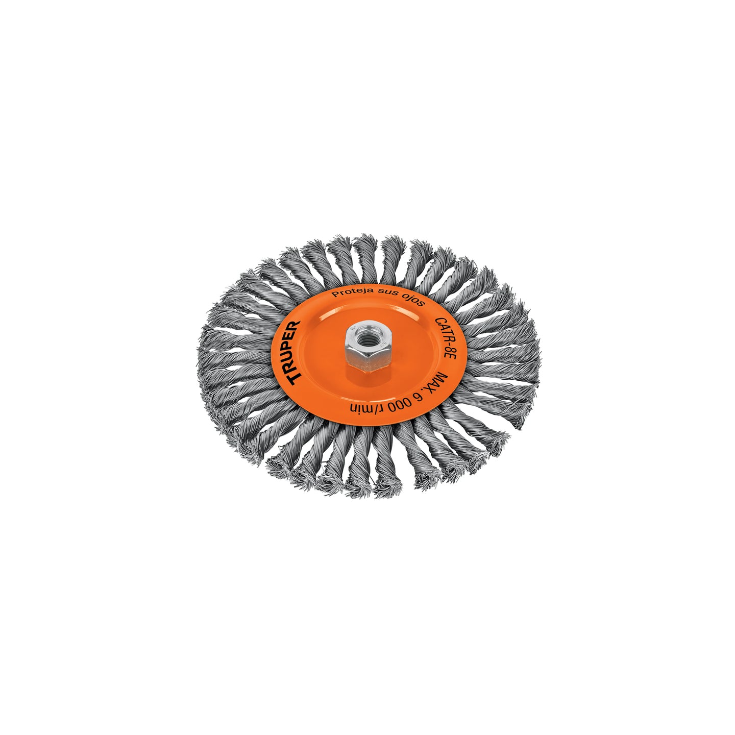 CATR-8E Carda circular 8" alambre trenzado, eje 5/8"-11, Truper