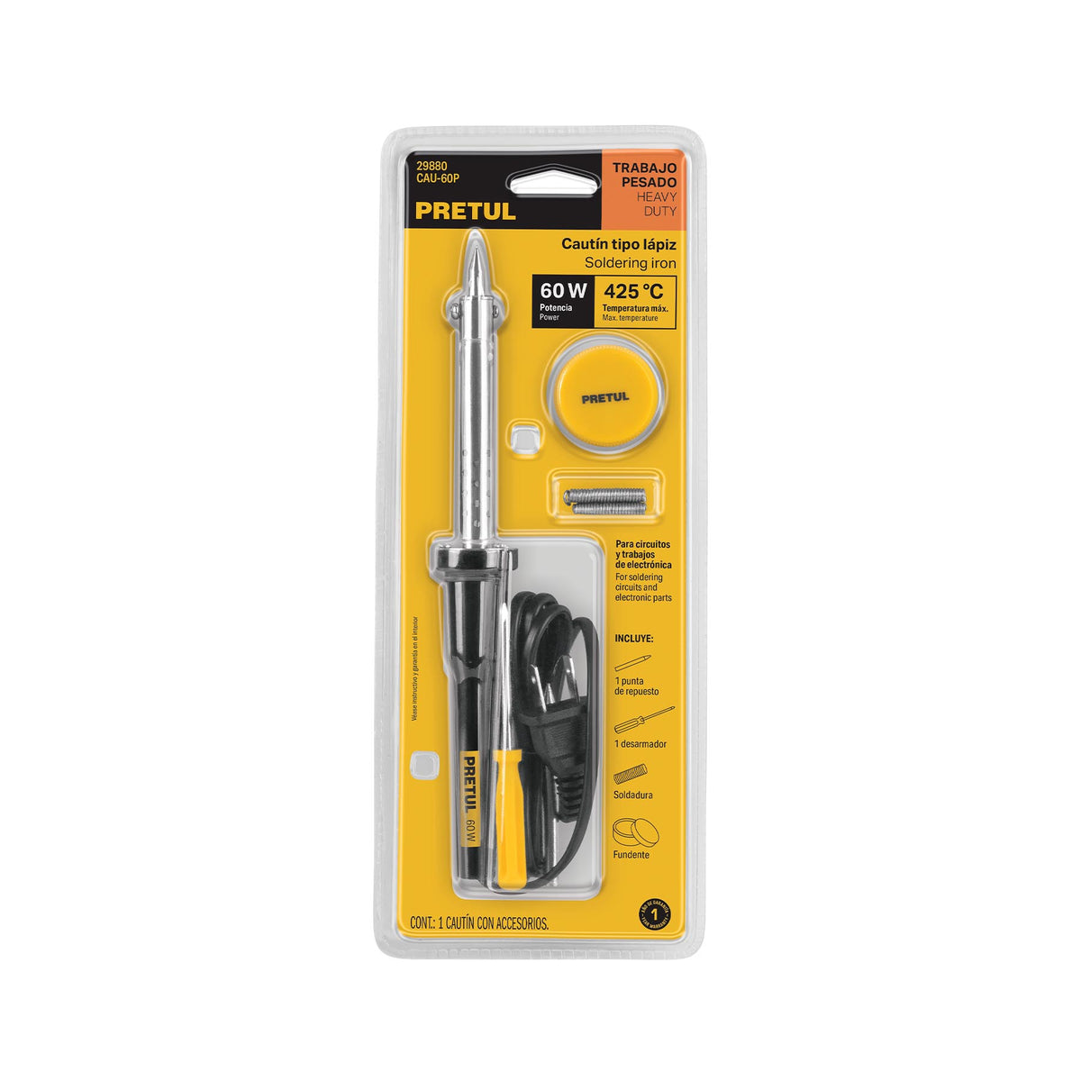 Cautín Pretul CAU-60P 60W 120V Punta Niquelada | Soldadura Electrónica