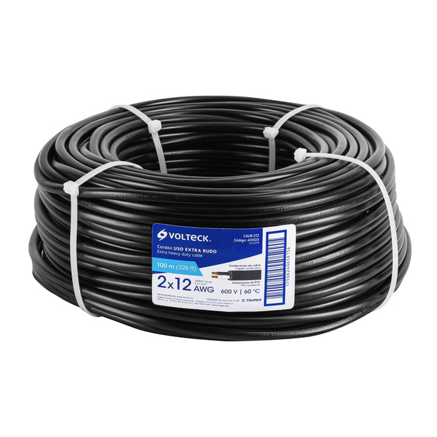 CAUR-212 Metro de cable uso extra rudo 2 x 12 AWG en rollo de 100 m
