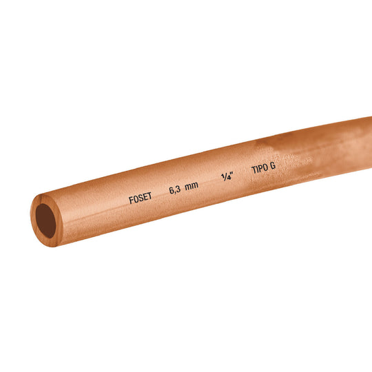 CC-001F Tubo flexible de cobre 1/4", rollo de 15m, 1.7kg, FOSET