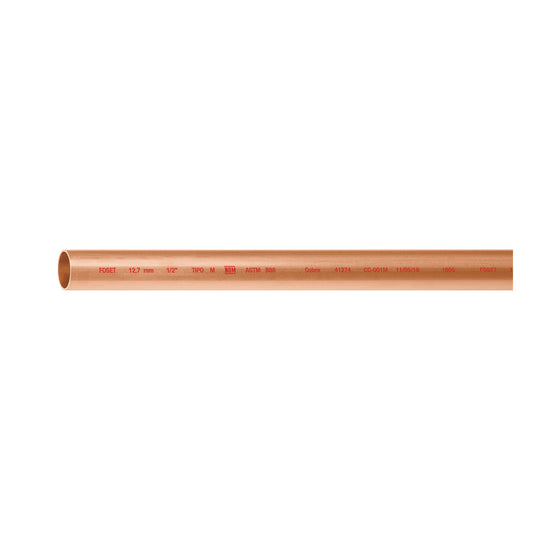 CC-001M Tubo rígido de cobre 1/2" tipo "M", 3m, 0.9kg, FOSET