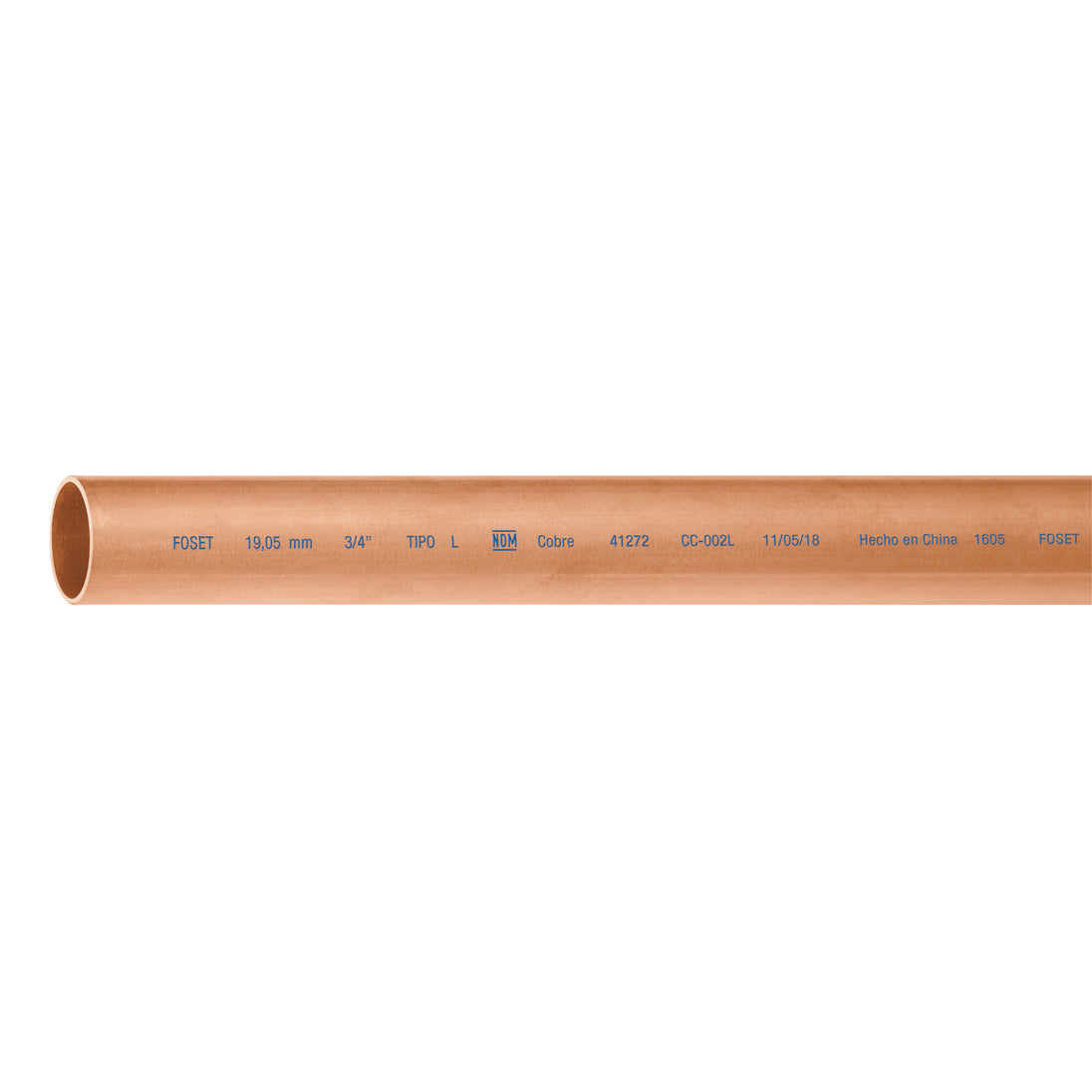 CC-002L Tubo rígido de cobre 3/4" tipo "L", 3m, 1.9kg, FOSET