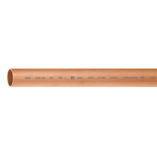 CC-002L Tubo rígido de cobre 3/4" tipo "L", 3m, 1.9kg, FOSET