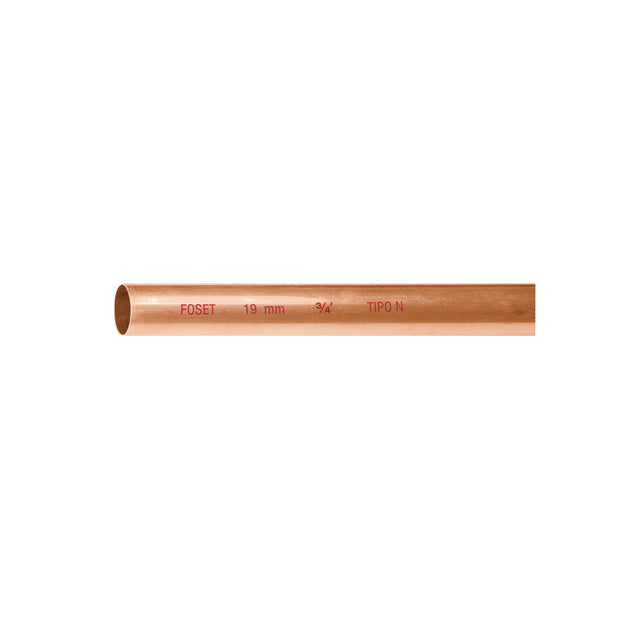 CC-002N Tubo rígido de cobre 3/4" tipo "N", 3m, 0.9kg, FOSET