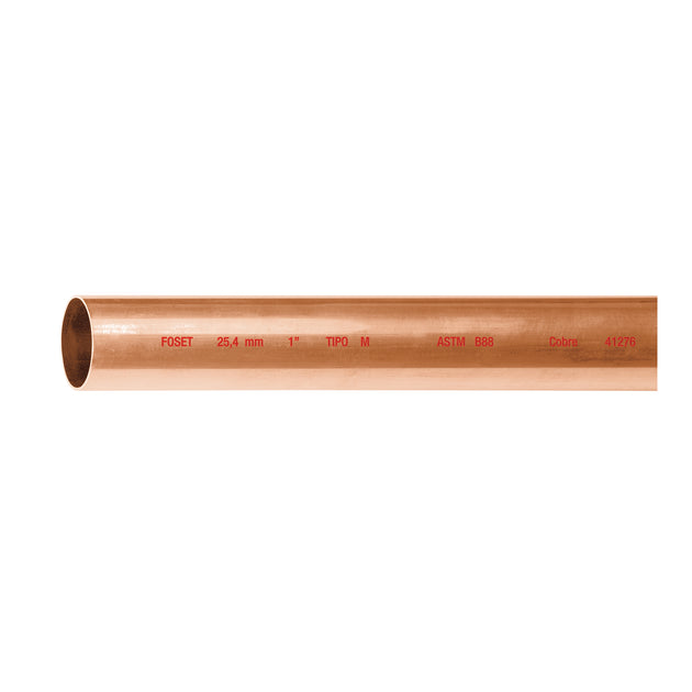 CC-003M Tubo rígido de cobre 1" tipo "M", 3m, 2.0kg, FOSET