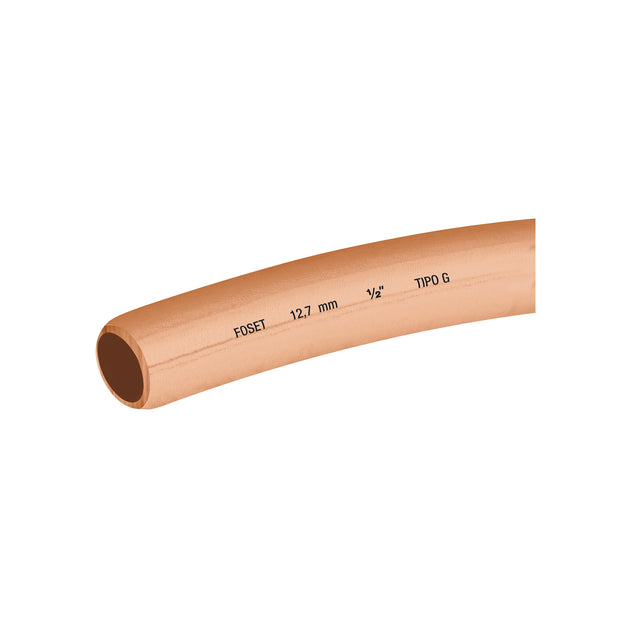 CC-004F Tubo flexible de cobre 1/2", rollo de 15m, 3.7kg, FOSET