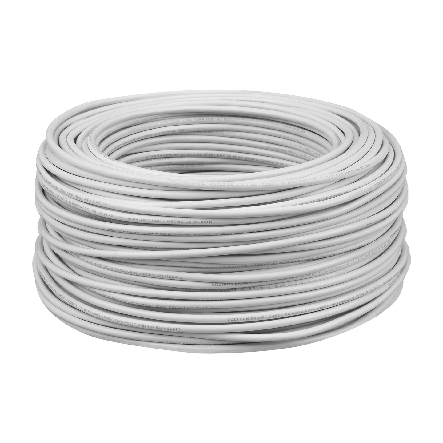 CCA-10B Rollo de 100 metros de cable THW CCA 10 AWG blanco, BASIC