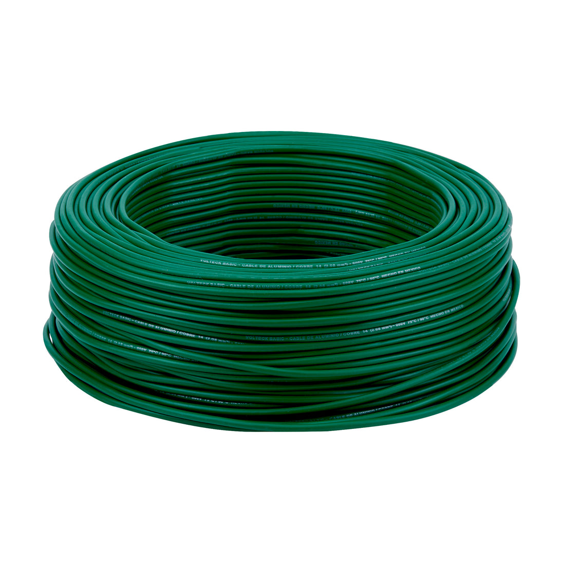 CCA-14V Rollo de 100 metros de cable THW CCA 14 AWG verde, BASIC