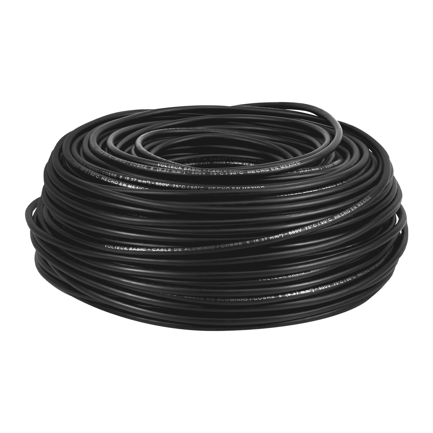 CCA-8N Rollo de 100 metros de cable THW CCA 8 AWG negro, BASIC