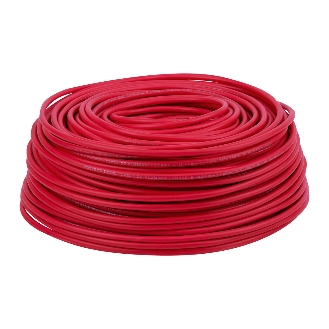 CCA-8R Rollo de 100 metros de cable THW CCA 8 AWG rojo, BASIC