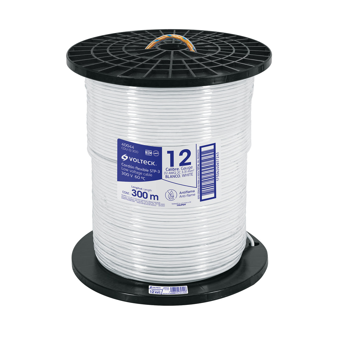CDU-12-300 Metro de cordón dúplex flexible SPT 12 AWG en carrete 300 m