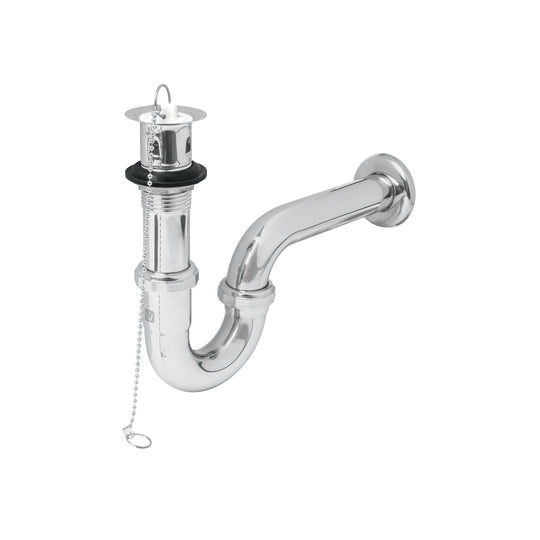 CE-207 Céspol 1-1/4" c/contra, tapón y cadena, latón cromo,p/lavabo