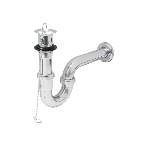 CE-207 Céspol 1-1/4" c/contra, tapón y cadena, latón cromo,p/lavabo