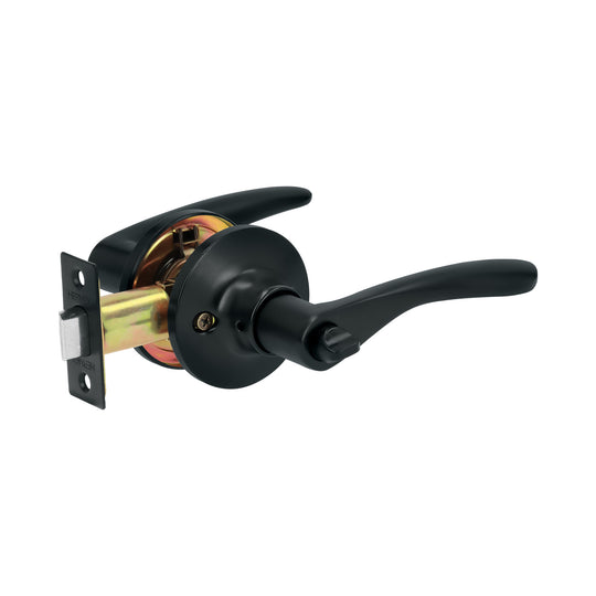 CEMA-6BB Cerradura manija "Milán" p/baño, negro, cil latón, BASIC