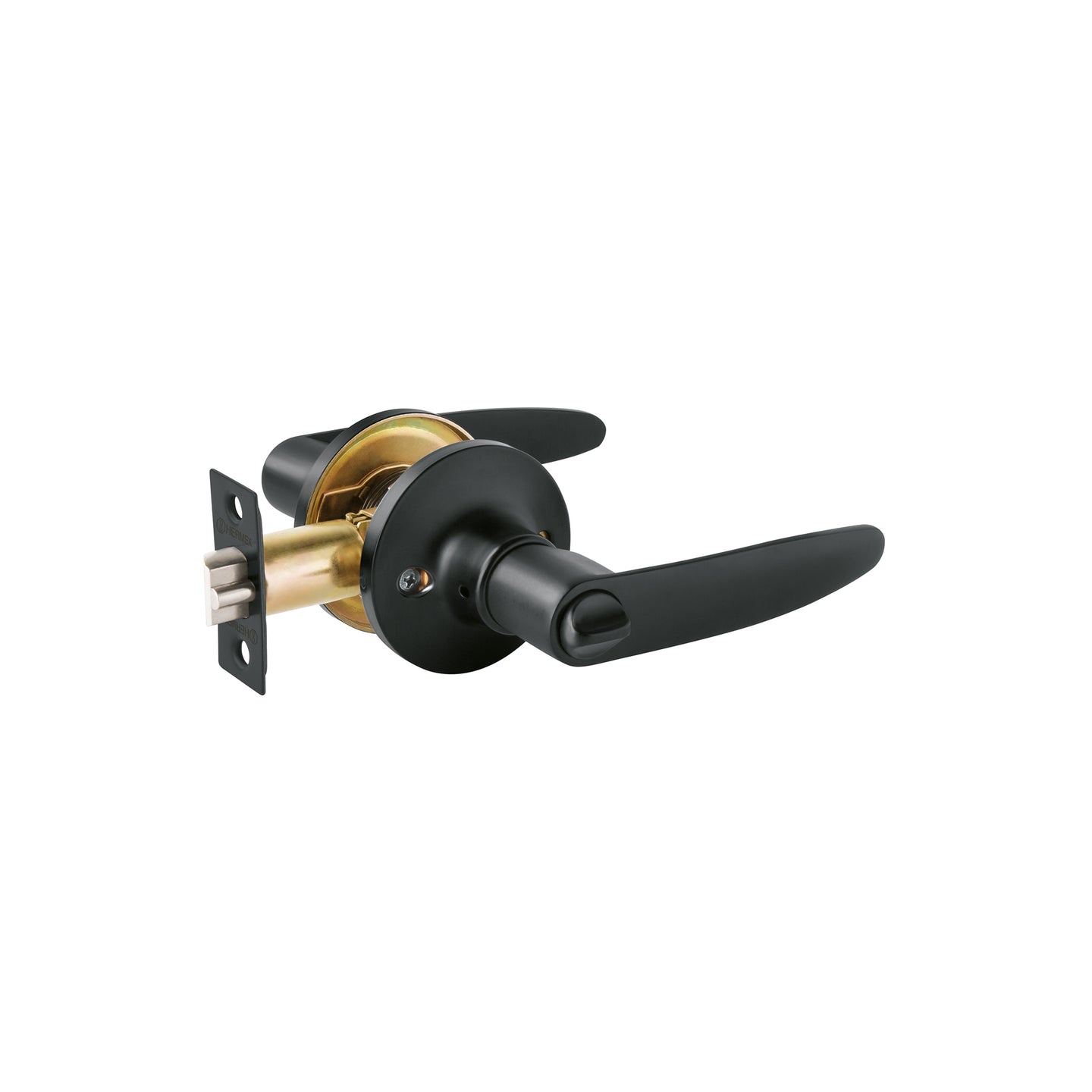 CEMA-6R Cerradura manija "Turín" p/recámara, negro, cilindro latón