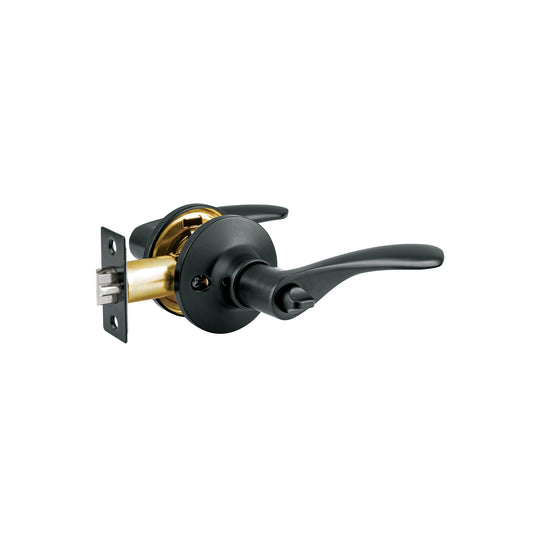 CEMA-6RB Cerradura manija "Milán" p/recámara, negro, cil latón, BASIC