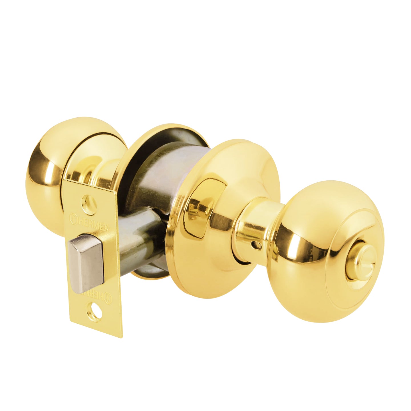 CEPO-12B Cerradura tipo oval para baño, latón brillante, HERMEX