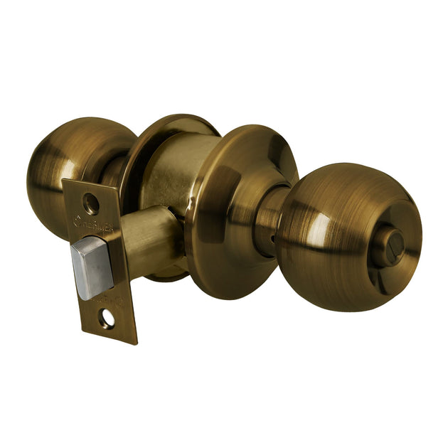 CEPO-21B Cerradura tipo esfera para baño, latón antiguo, HERMEX