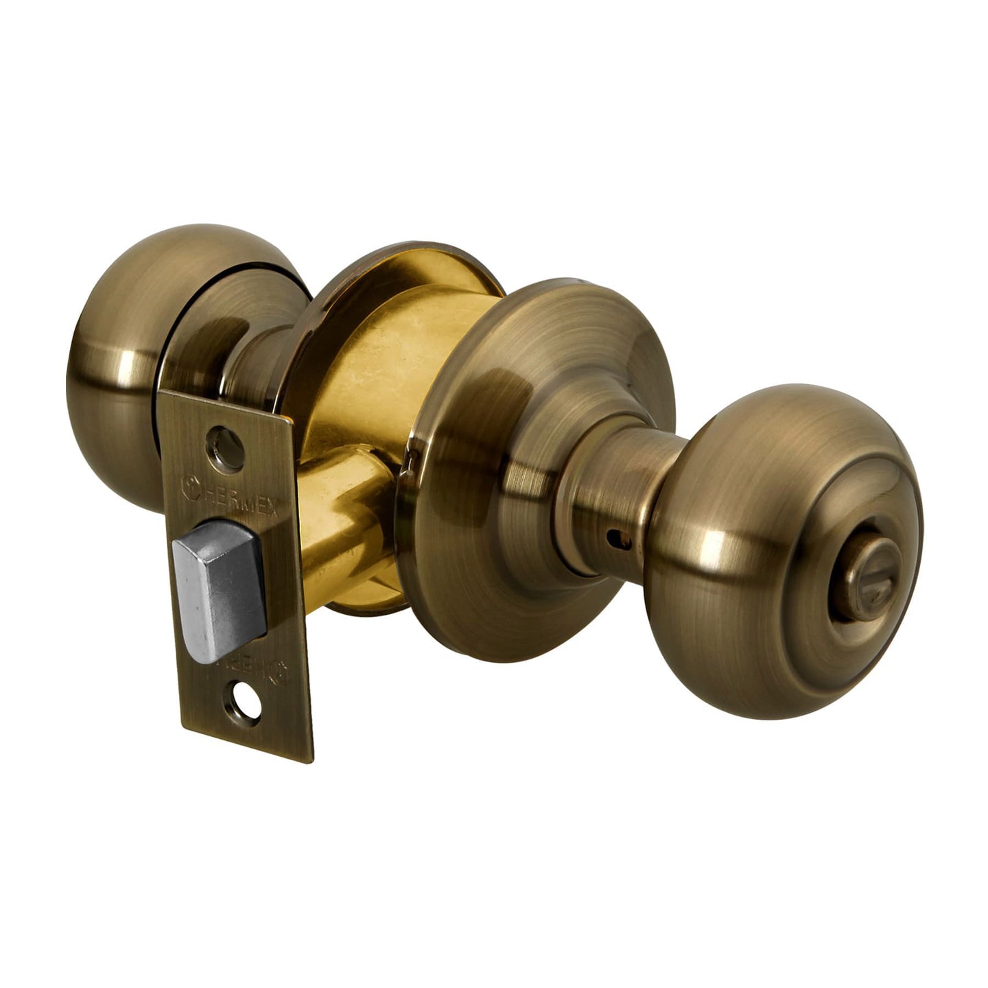 CEPO-22B Cerradura tipo oval para baño, latón antiguo, HERMEX