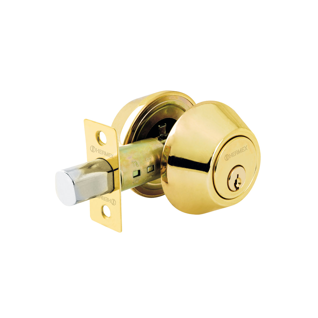 CERO-12P Cerrojo llave-llave latón brillante,llave tradicional HERMEX