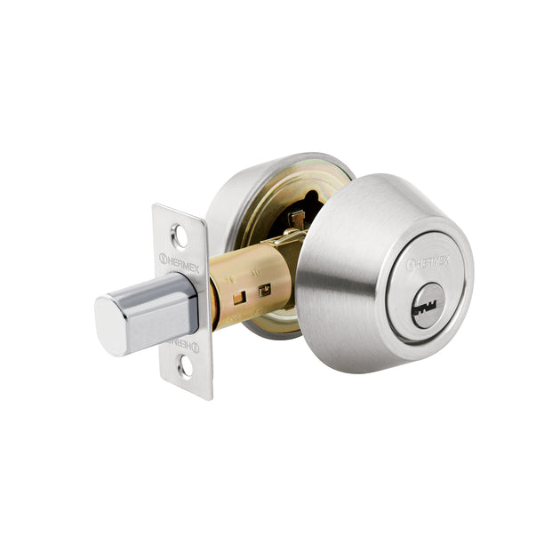 CERO-32 Cerrojo llave-llave cromo mate, llave puntos, HERMEX