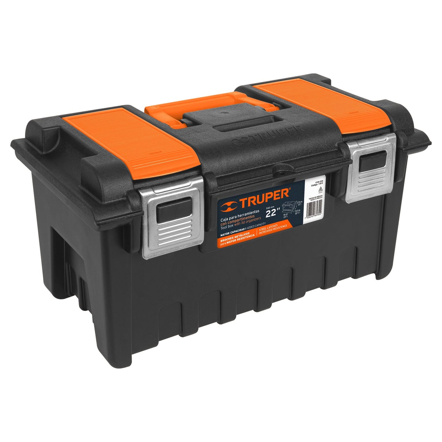 CHA-22S Caja p/herramienta 22" c/compartimentos y broches metálicos