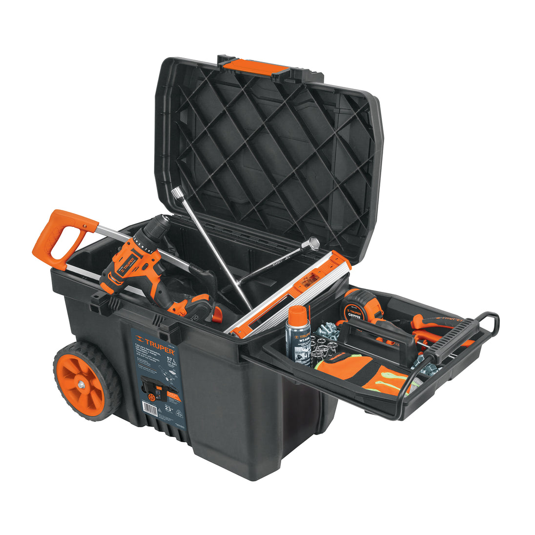CHP-23R Caja para herramienta, 23"x17" con ruedas, mango telescópico