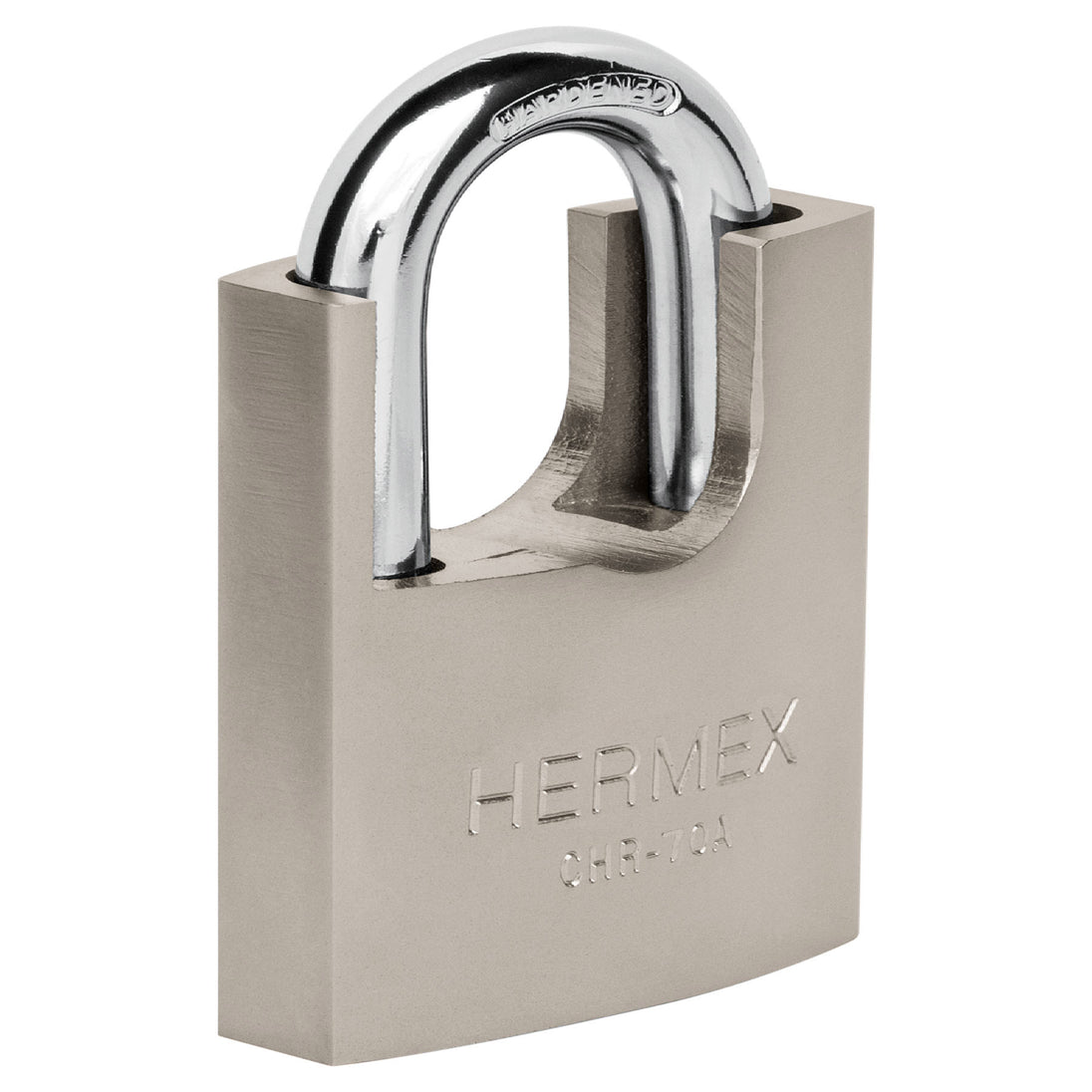 CHR-70A Candado de hierro 70 mm con coraza, llave de disco, HERMEX