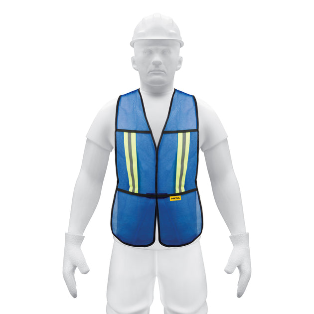CHS-200A Chaleco de seguridad con cintas reflejantes, azul, Pretul
