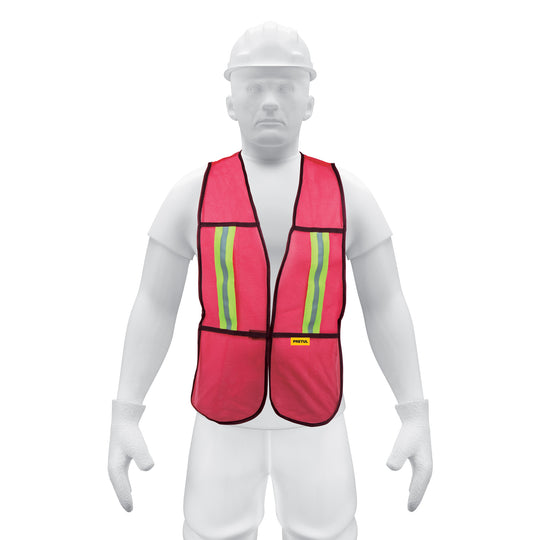 CHS-200R Chaleco de seguridad con cintas reflejantes, rojo, Pretul