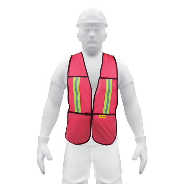 CHS-200R Chaleco de seguridad con cintas reflejantes, rojo, Pretul